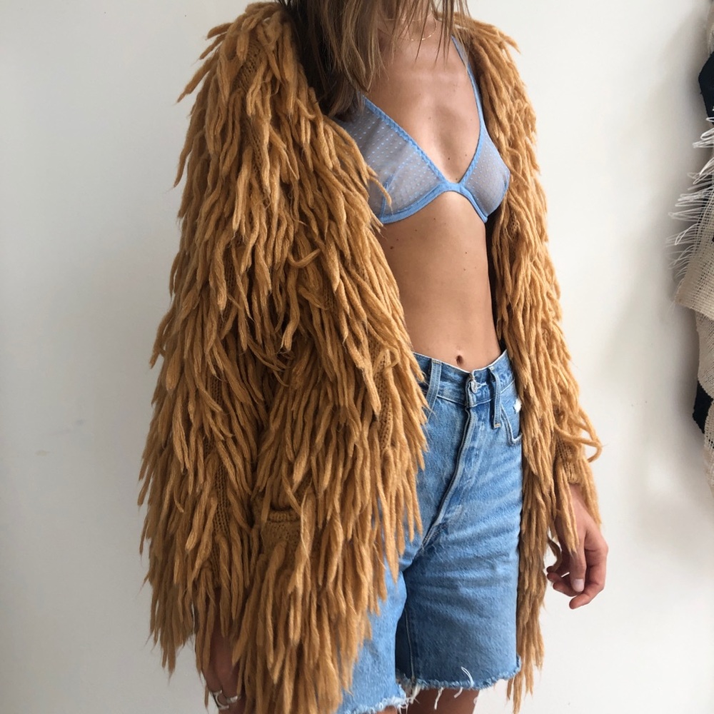 Golden shag coat